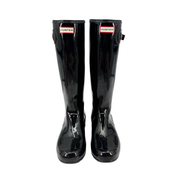 Hunter Women's Original Tall Black Gloss Pull On Outdoor Rain Boots Gorpcore - Picture 1 of 10